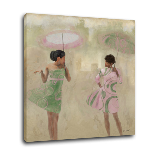 Brella Girls Pink & Green Gallery Wrap Canvas