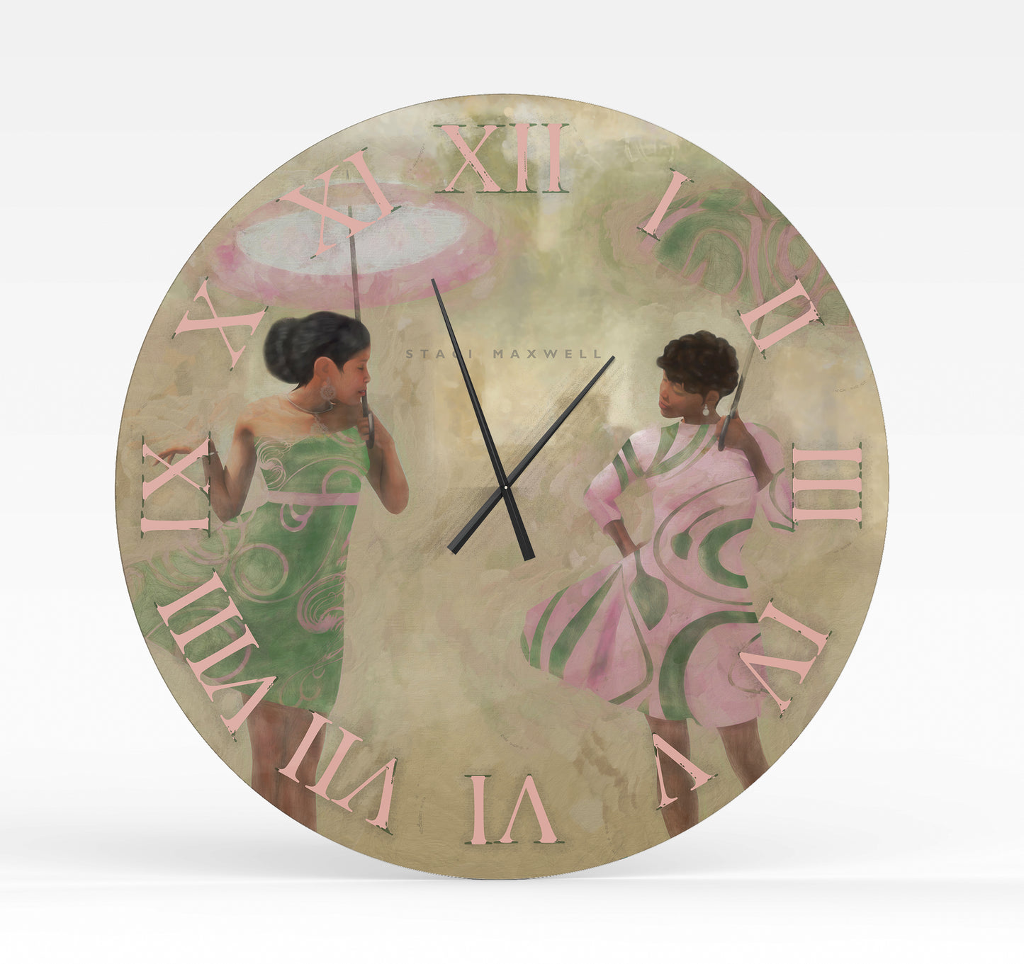 Brella Girls "Pink & Green" Wall Clock