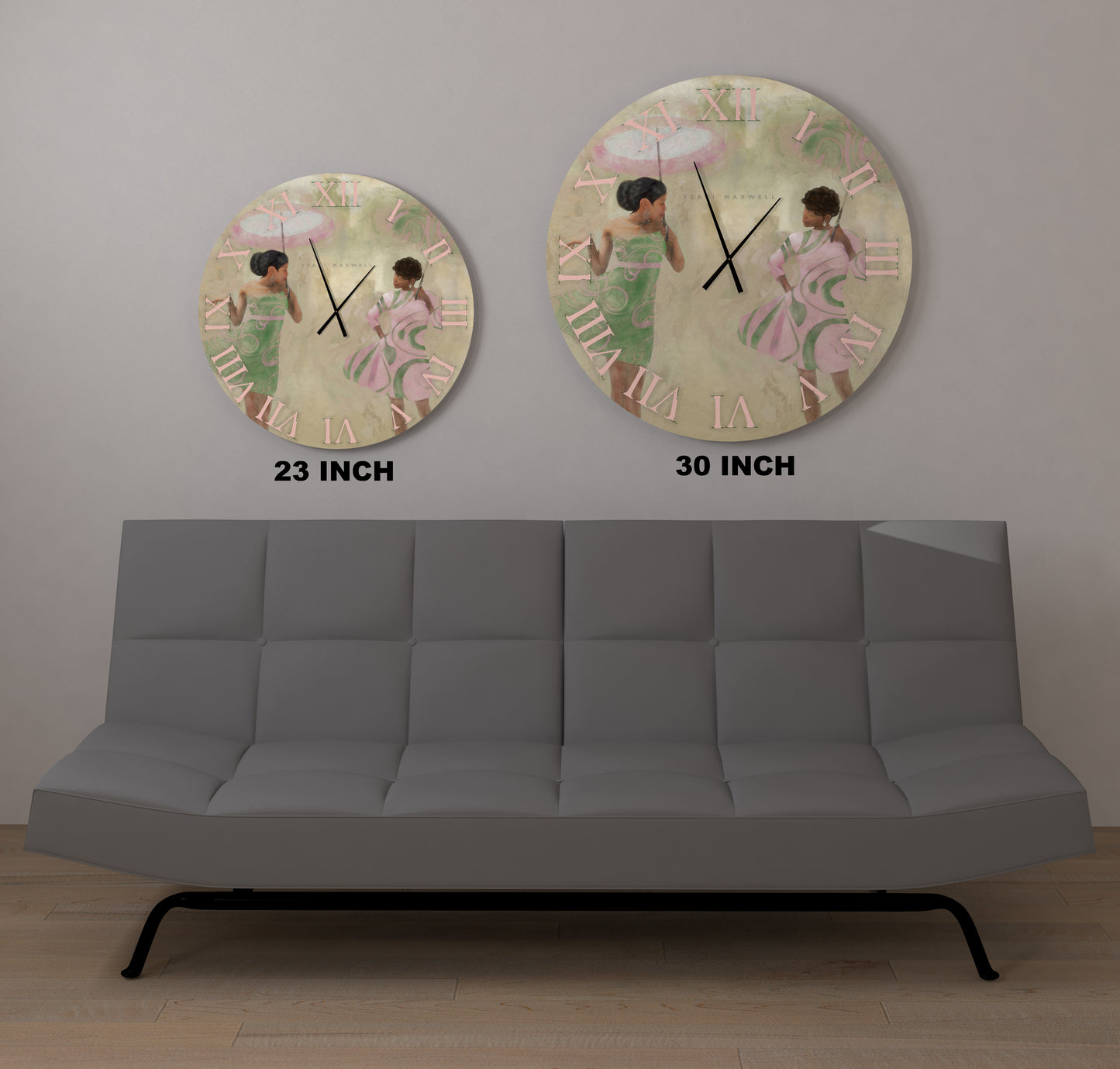 Brella Girls "Pink & Green" Wall Clock